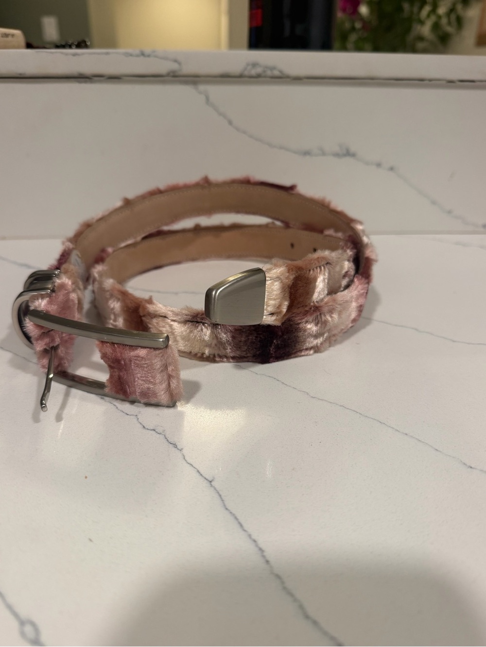 Plush Velvet Multicolor Belt - Pink Tones
